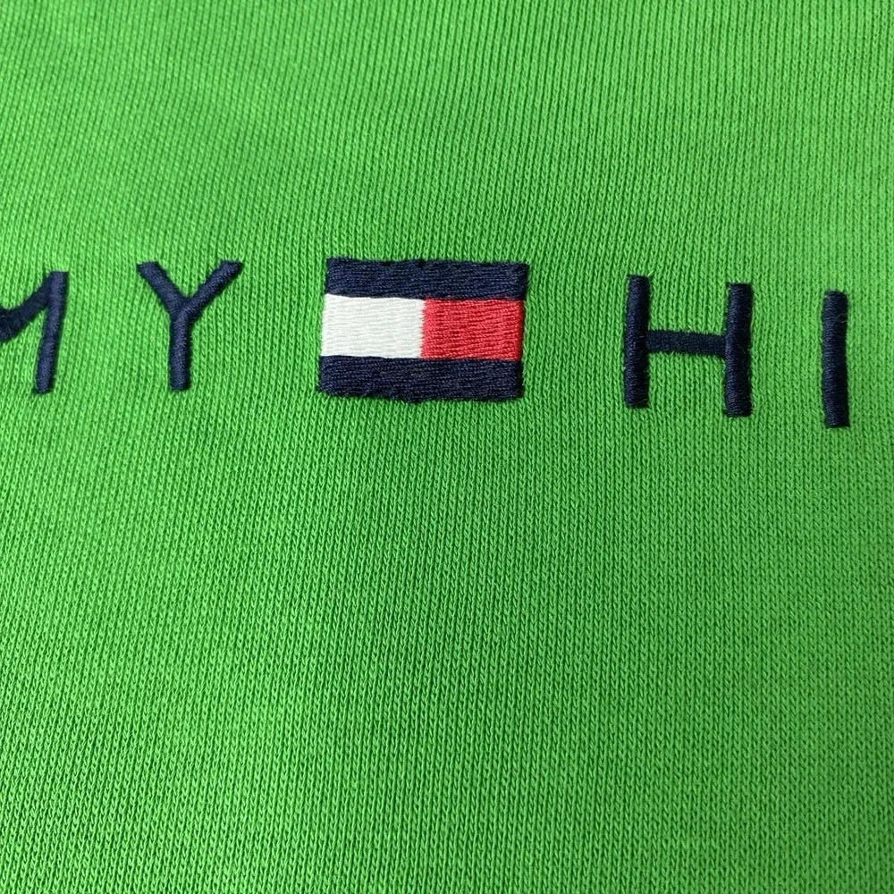 Tommy Hilfiger Men's Large Vibrant‎ Green Crewneck Sweatshirt Embroidered Logo